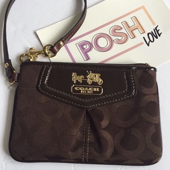 Coach Handbags - Coach Zip Signature Jacquard Wristlet